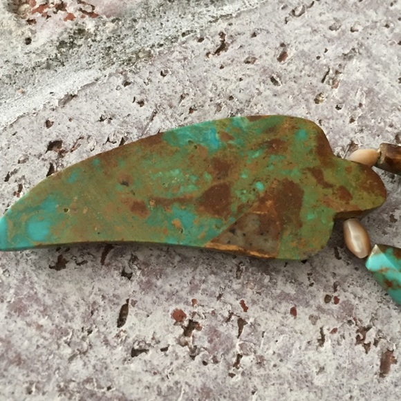 Carved Turquoise Feather Necklace - Picture 5 of 6